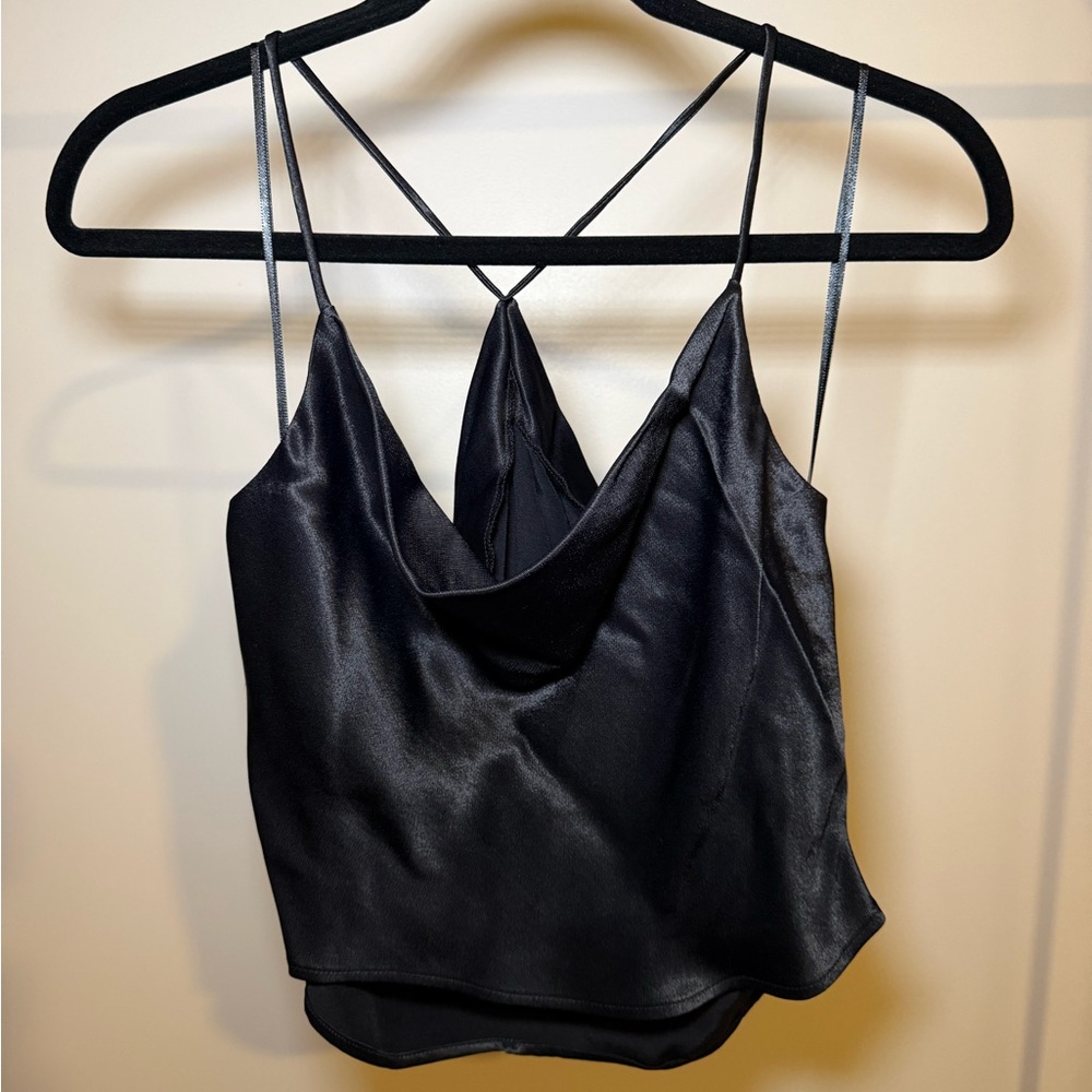 Zara Black Satin Camisole Top